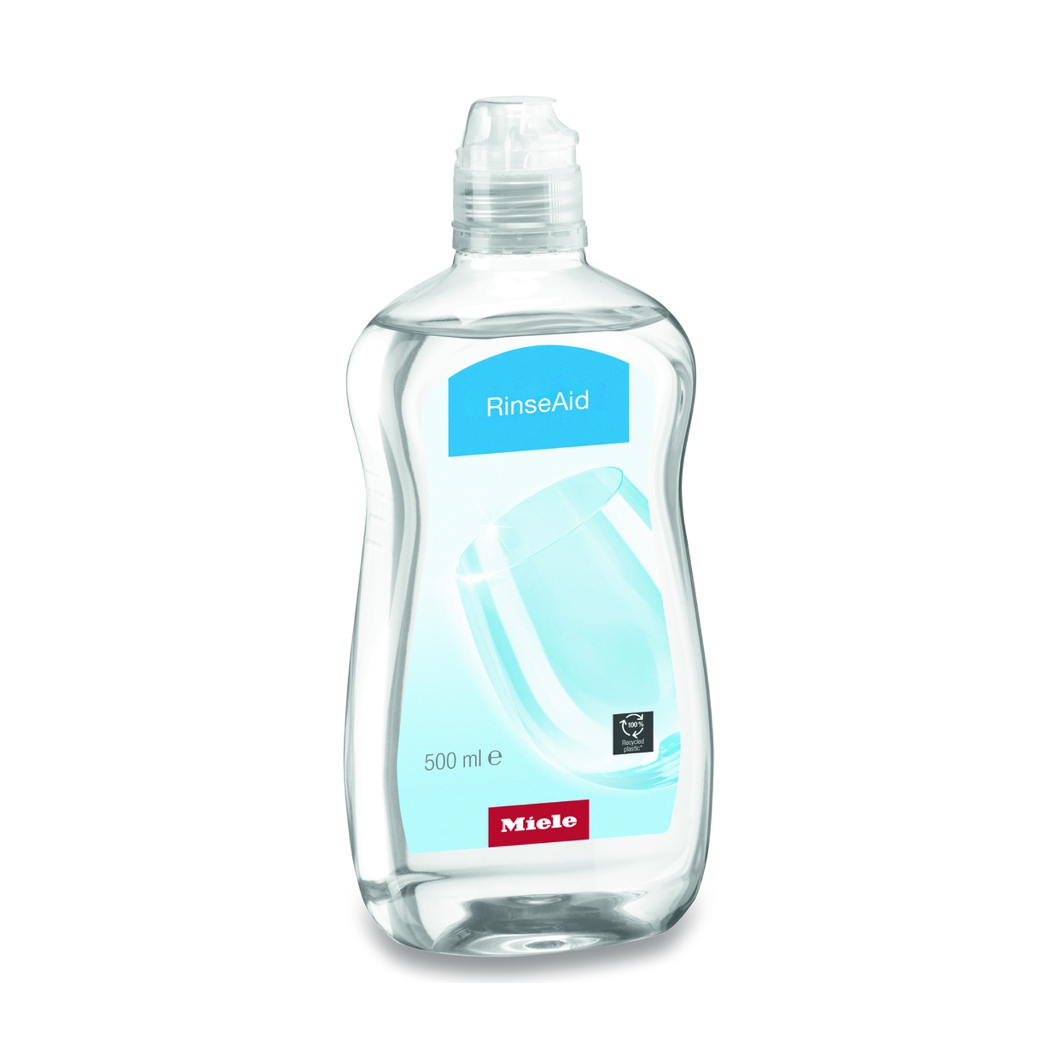 Una bottiglia di brillantante Miele da 500 ml, liquido trasparente.