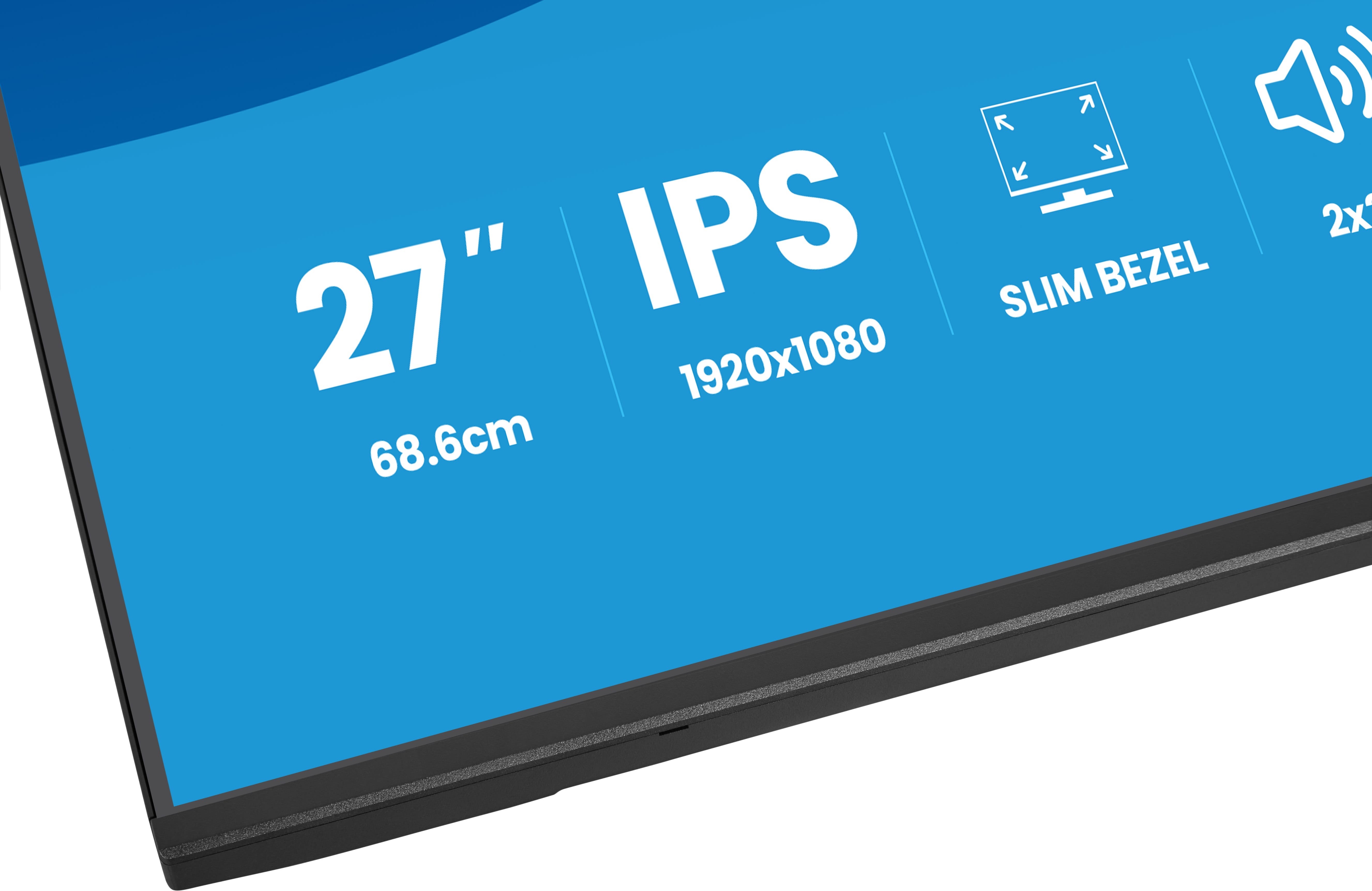 27-Zoll-IPS-Monitor mit 1920x1080 Auflösung und schlankem Rahmen.