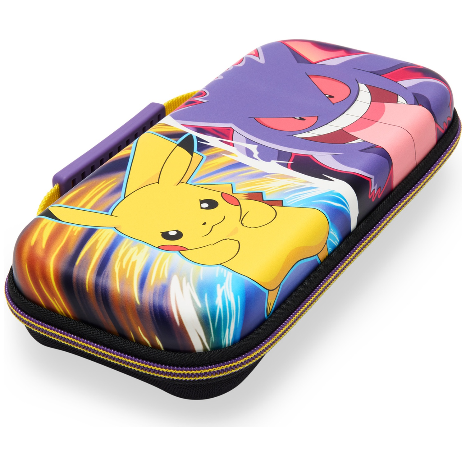 Une housse de protection avec Pikachu et Gengar, conçue pour les consoles de jeux.
