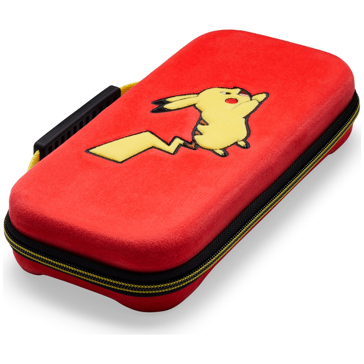 Red case featuring Pikachu design with yellow zipper detail.