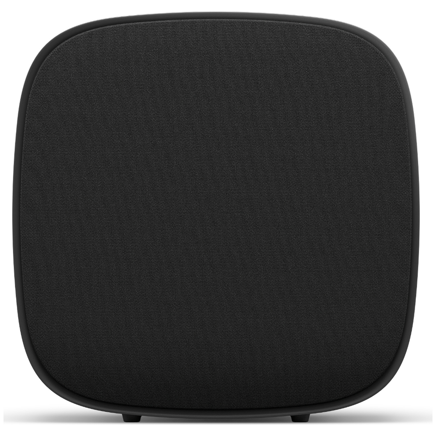 Black speaker with rounded corners on a white background.