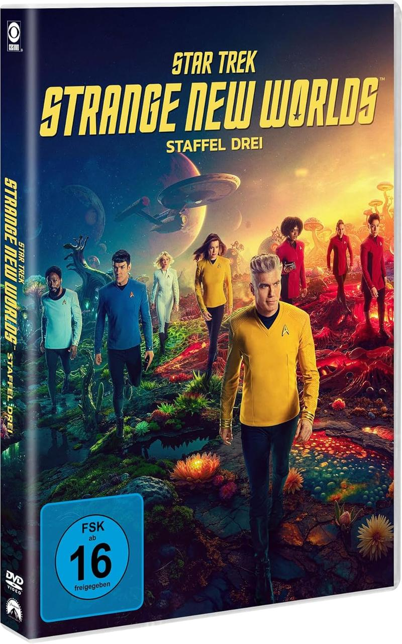 Besatzung von Star Trek Strange New Worlds auf außerirdischem Planeten.