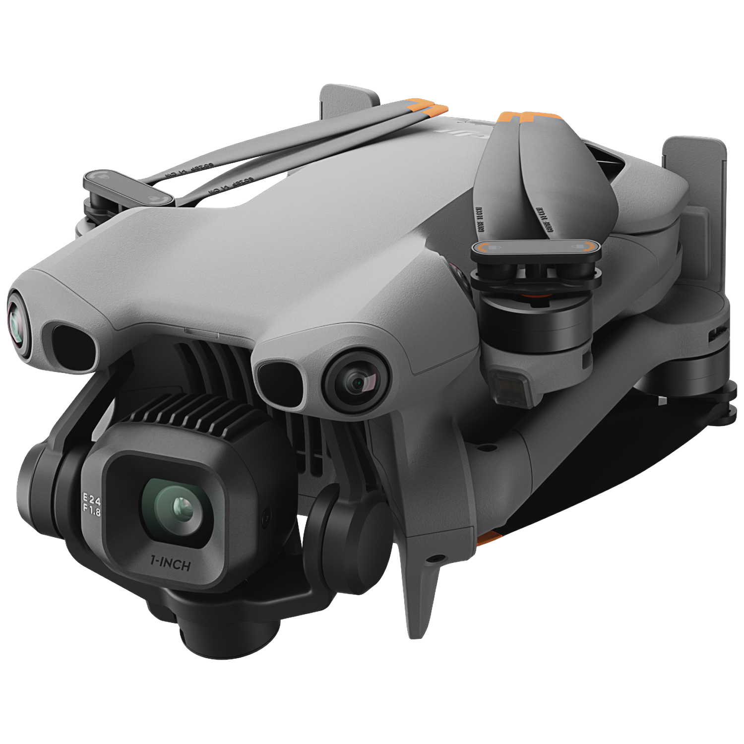 Grijze DJI Mavic 3 drone met 1-inch camera en oranje accenten.