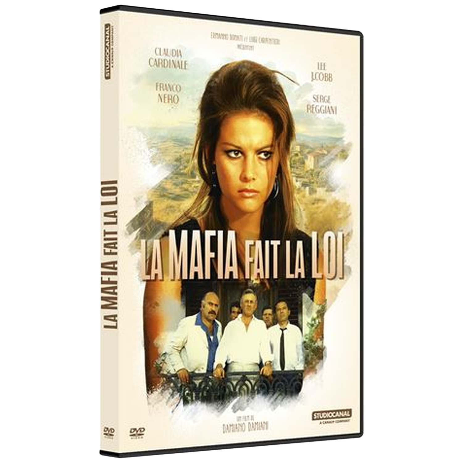 Dvd-hoes met Claudia Cardinale en mannen in maffiastijl. Titel: La Mafia Fait La Loi.
