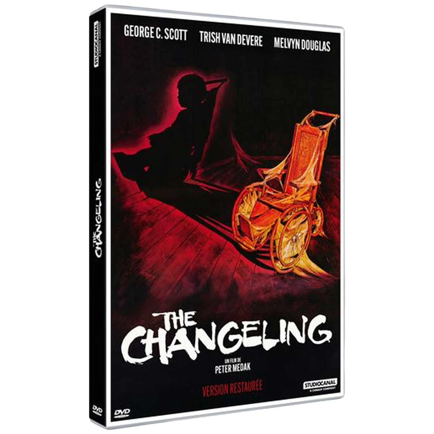 Couverture DVD: Silhouette d'une personne en fauteuil roulant sur fond rouge.