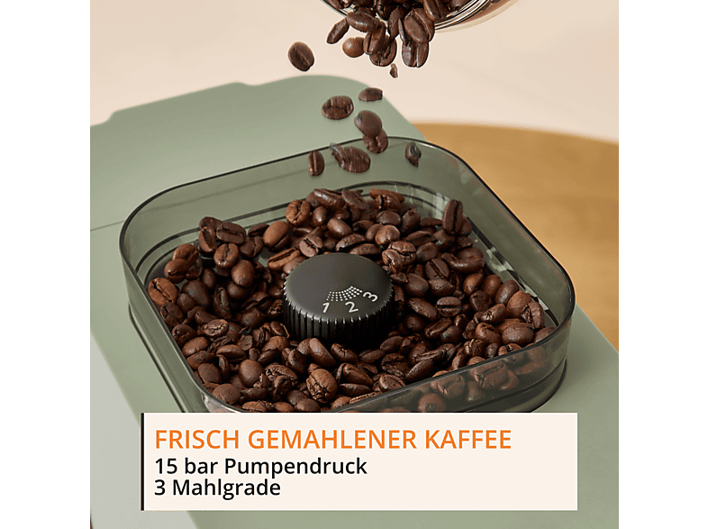Krups Coffee Crush Kaffeevollautomat (Pistacchio, Kegelmahlwerk aus Edelstahl, 15 bar) — Foto 3 von 5
