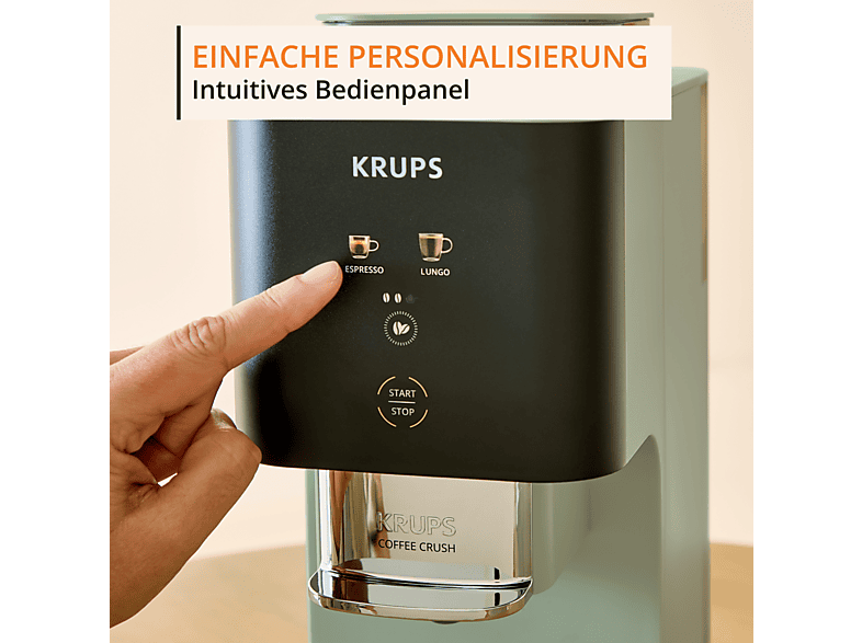 Krups Coffee Crush Kaffeevollautomat (Pistacchio, Kegelmahlwerk aus Edelstahl, 15 bar) — Foto 5 von 5