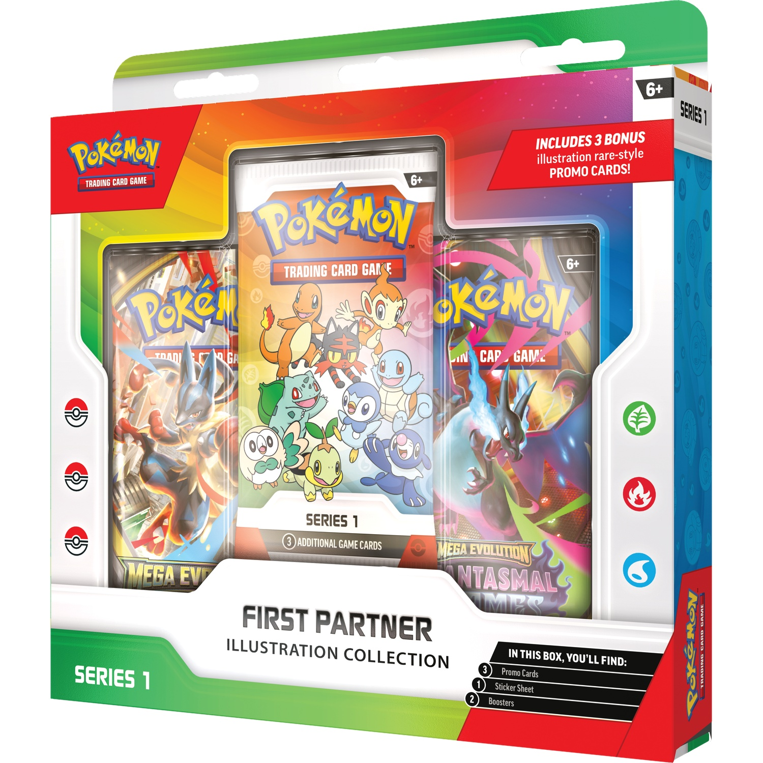 Pokémon Trading Card Game First Partner Illustratie Collectie met 3 boosters.
