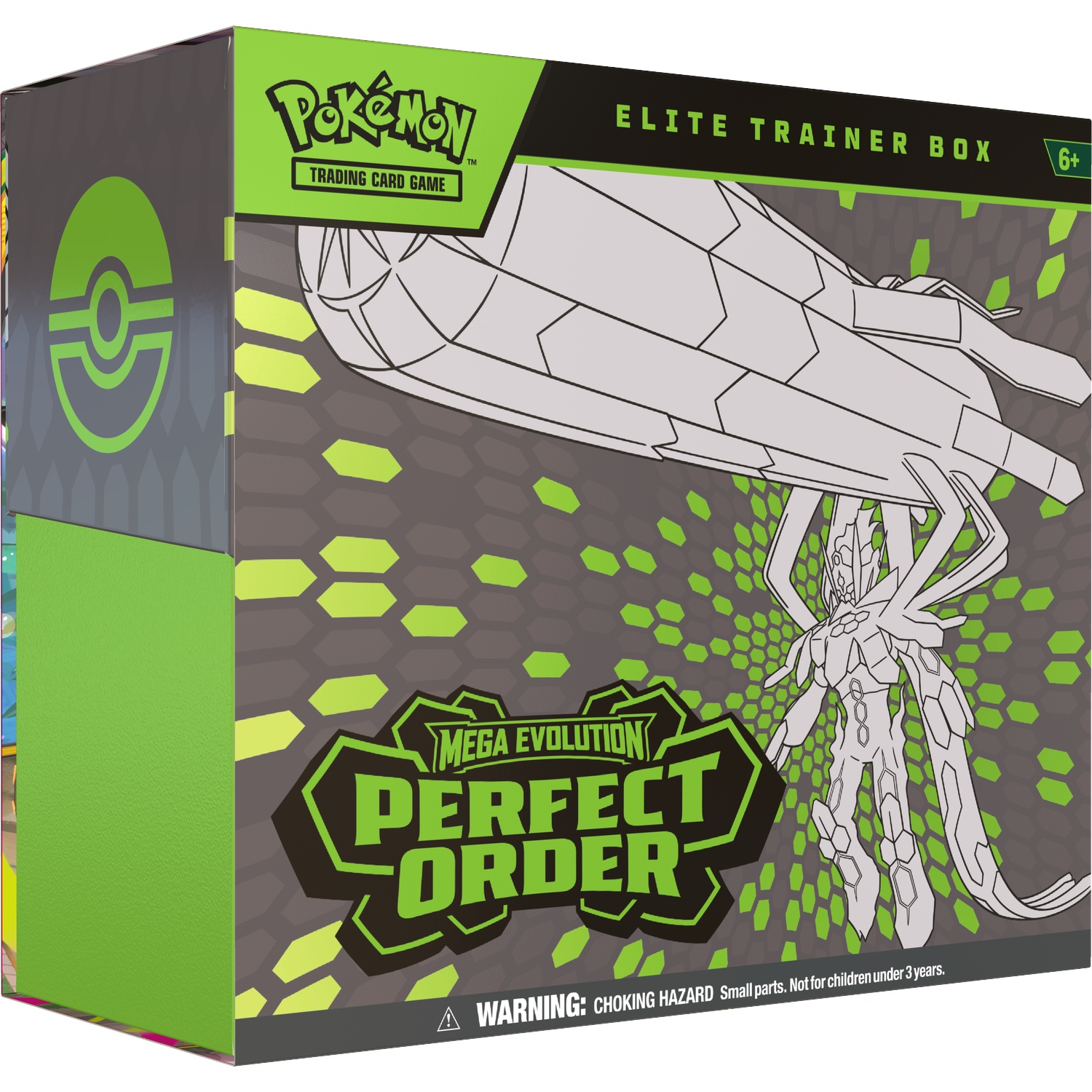 Pokemon Elite Trainer Box with Mega Evolution Perfect Order design.