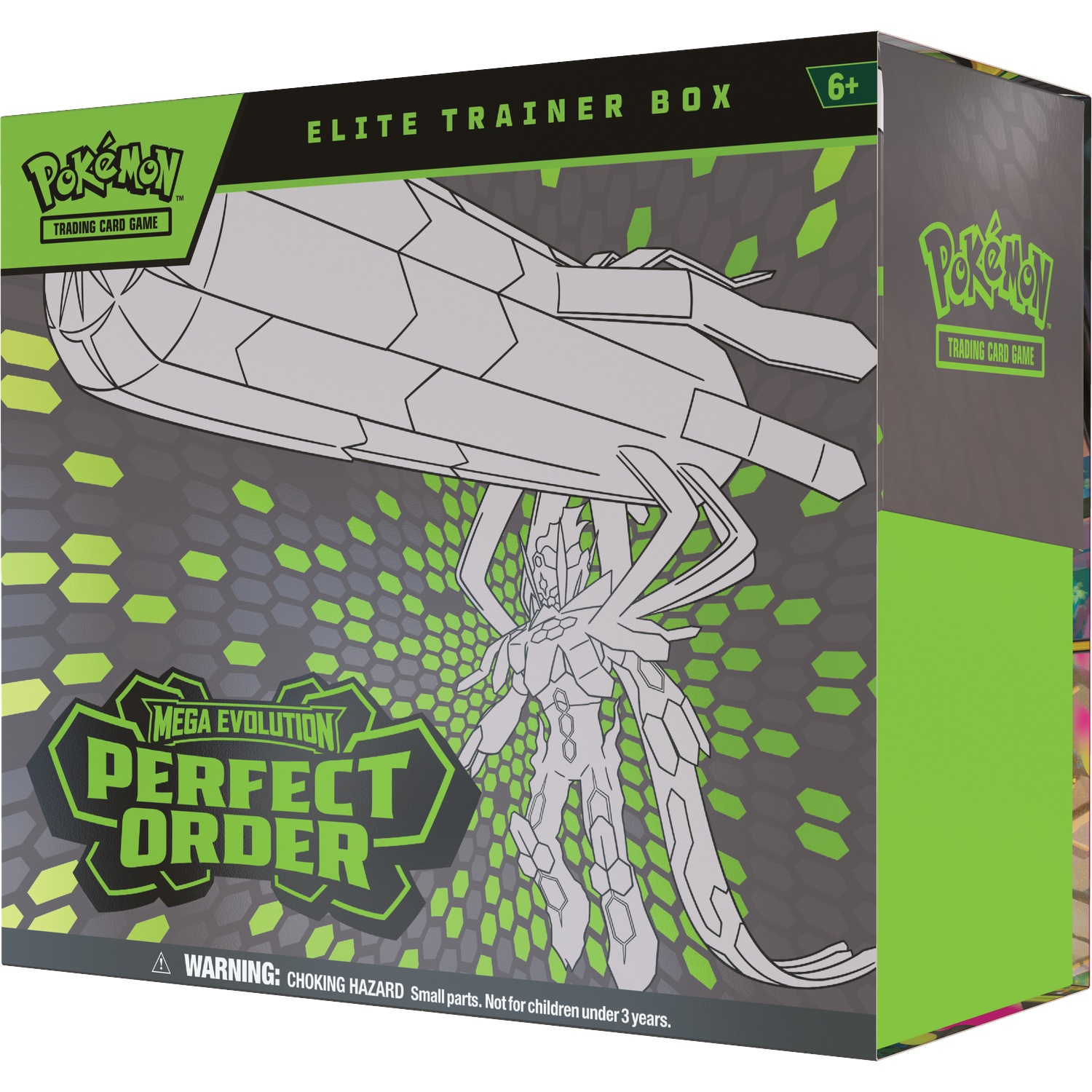 Pokemon Elite Trainer Box featuring Mega Evolution Perfect Order design.