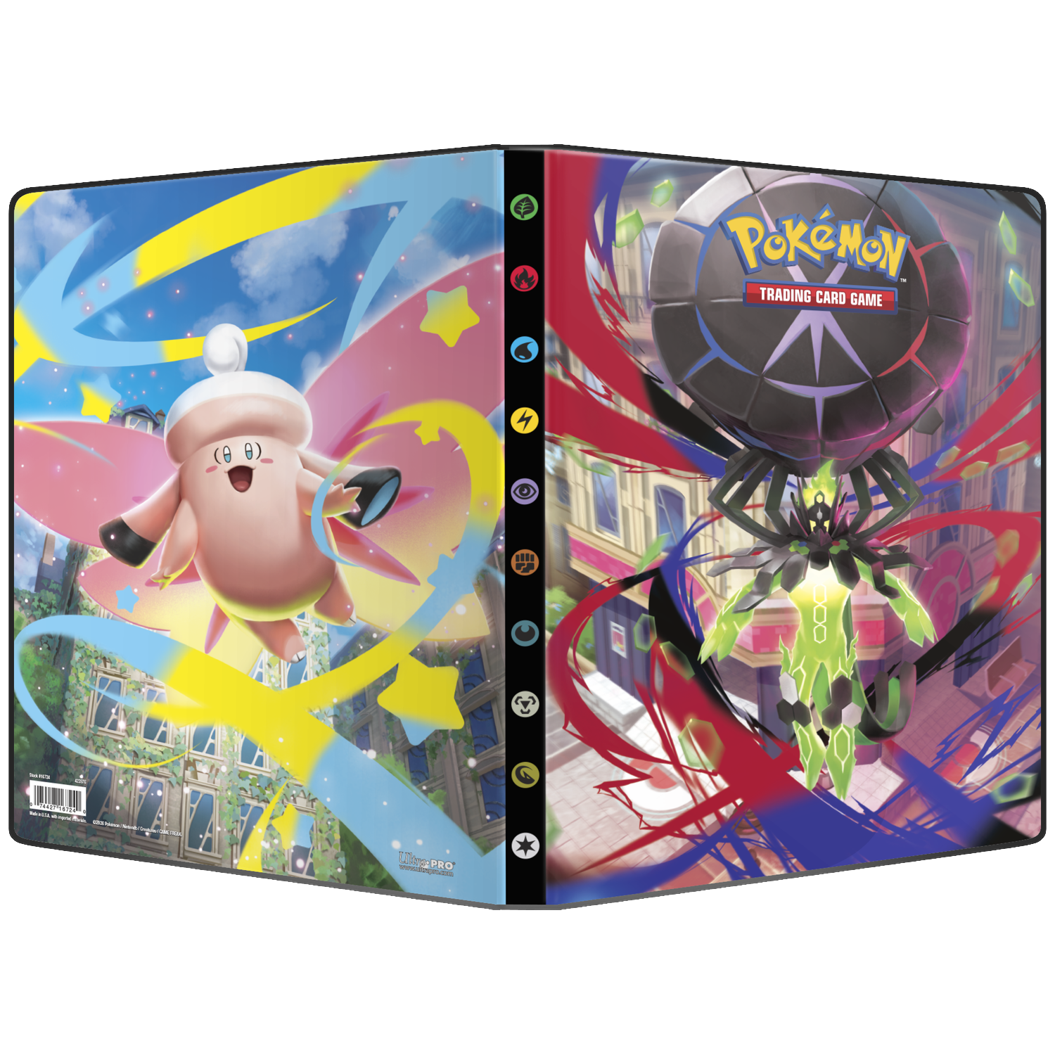 Pokemon ruilkaartmap met twee verschillende personages aan elke kant.