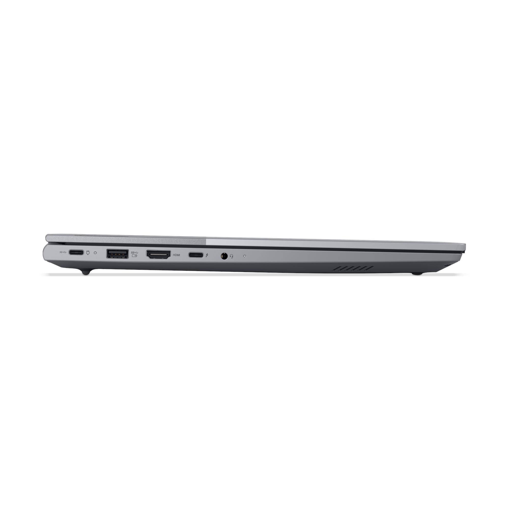 Szürke laptop profil portokkal: USB-C, USB-A, HDMI, fejhallgató.