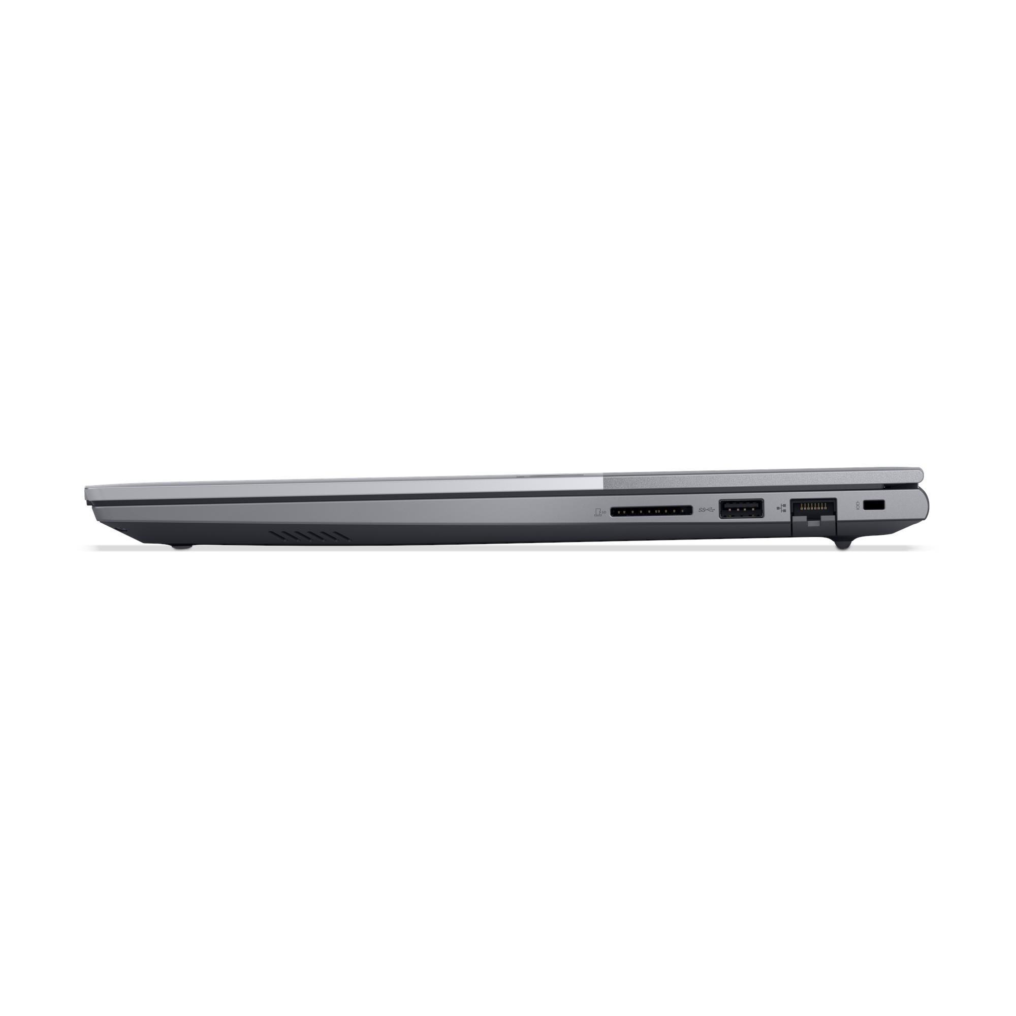 Szürke laptop perem portokkal: SD kártyaolvasó, USB port, Ethernet.