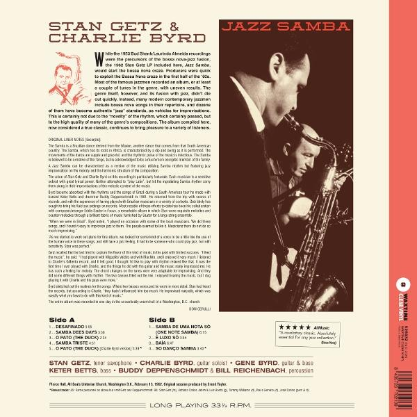 Albumcover "Jazz Samba" von Stan Getz & Charlie Byrd mit Porträts.