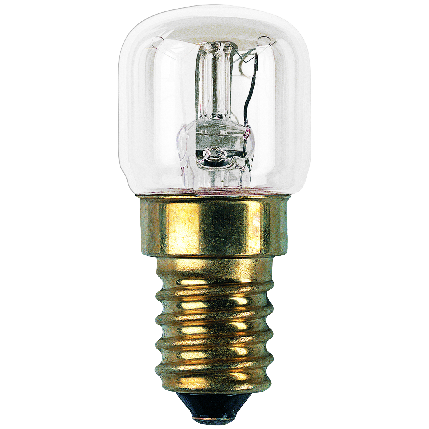 Une ampoule transparente à culot à vis doré sur fond noir.