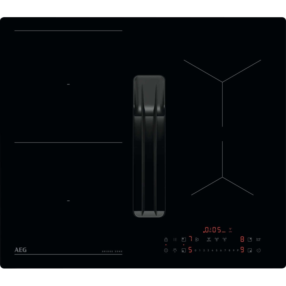 AEG TT64CB00CB Beépíthető indukciós főzőlap beépített elszívóval 60 cm, Bridge funkció, Breeze, Stop+Go