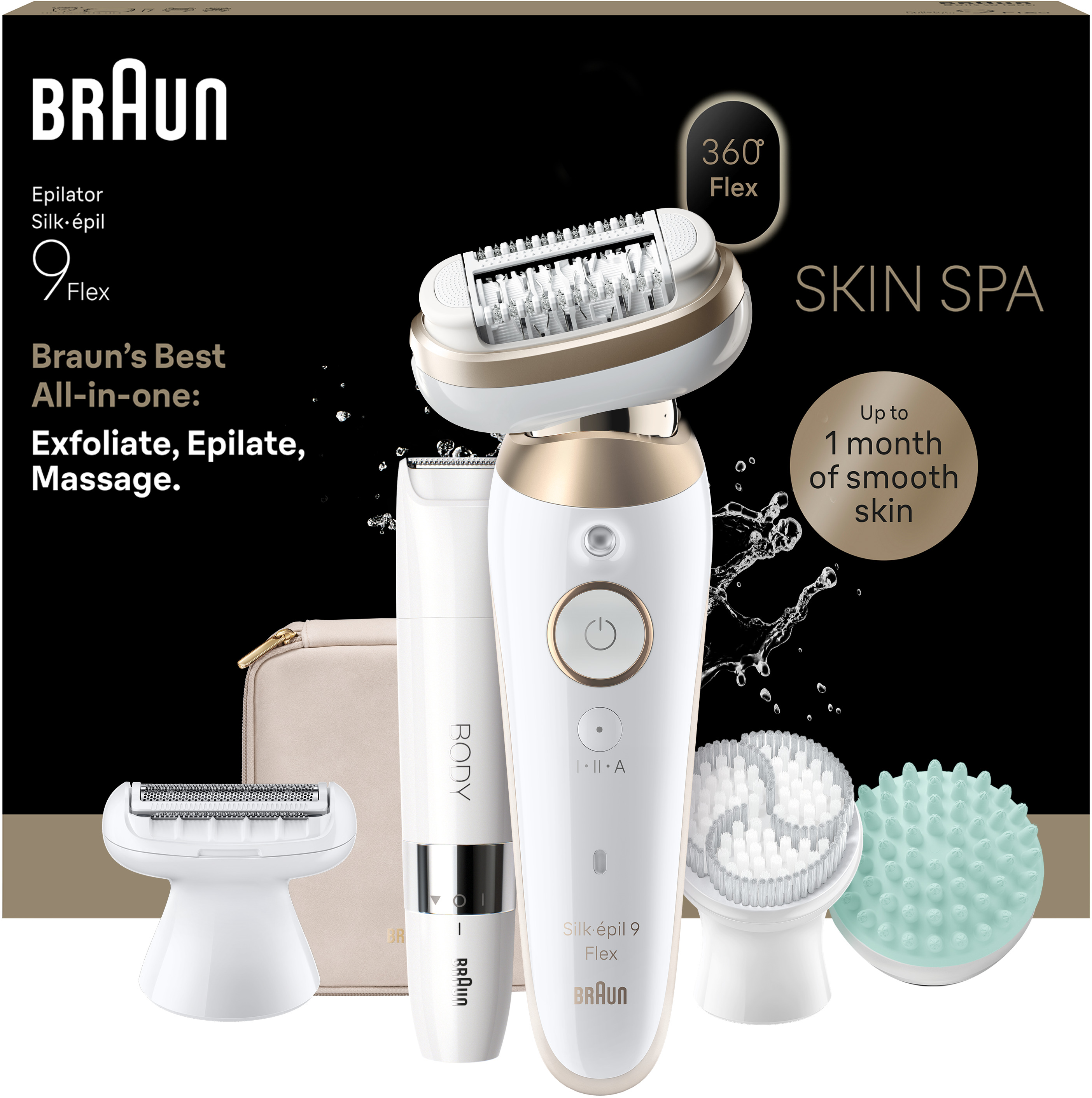 BRAUN Silk·épil 9 Flex SkinSpa Wet & Dry Epilátor, Arany