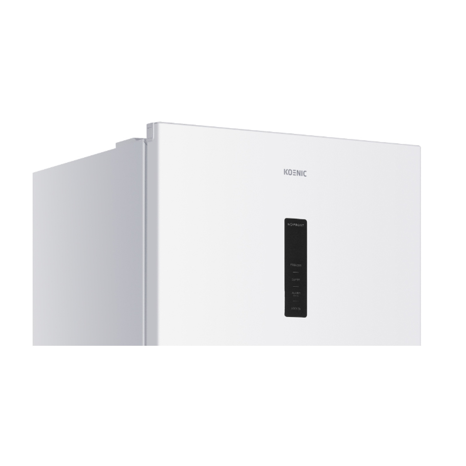 Congelatore bianco con logo KOENIC e display digitale.