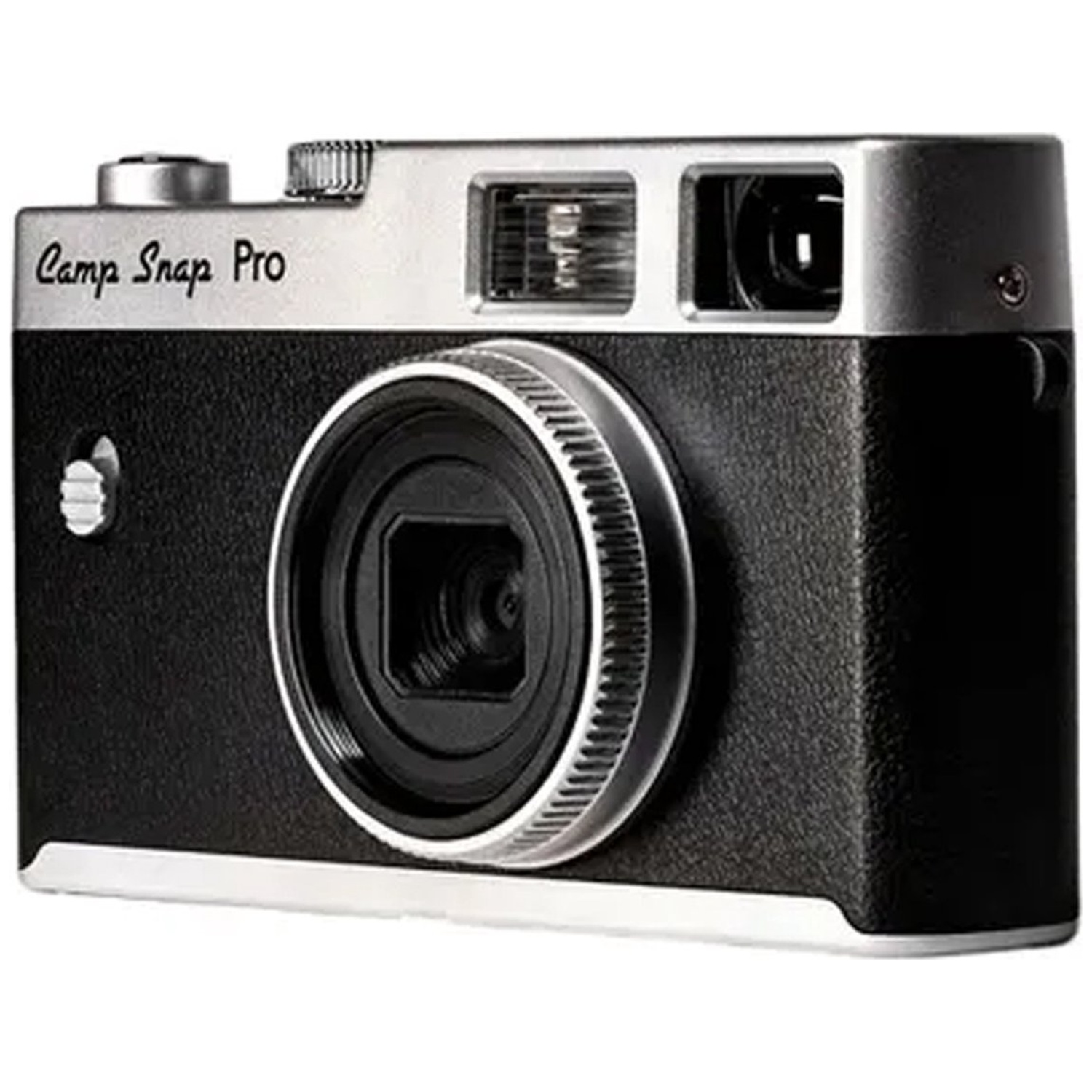 A black and silver camera with "Camp Snap Pro" written on it.