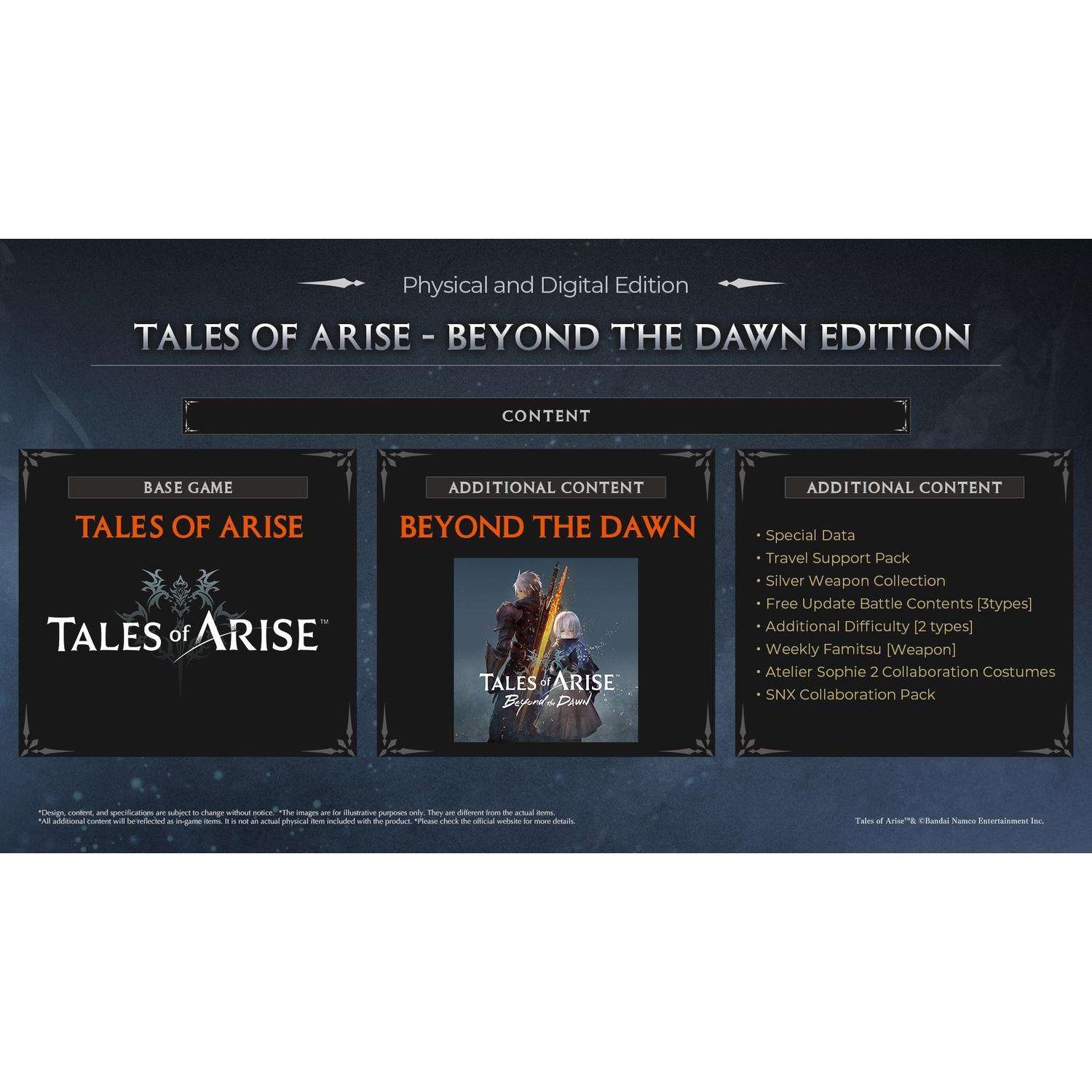 Cover van Tales of Arise: Beyond the Dawn Edition, met basisspel en extra content.