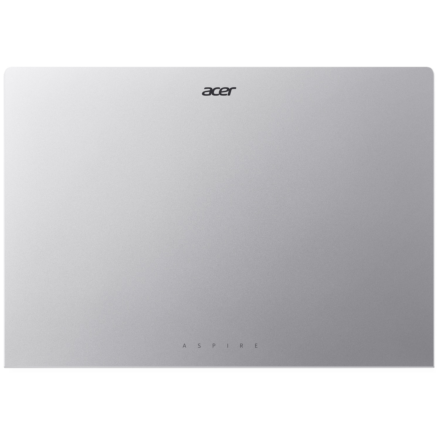 Zilveren Acer Aspire laptop, gesloten, met logo en modelnaam.