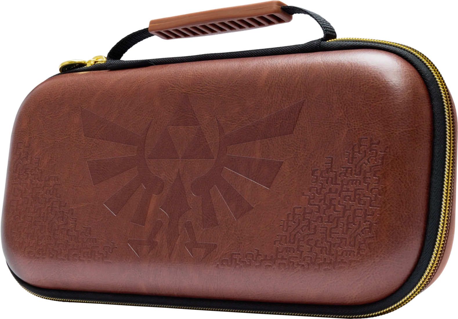 Barna tok Triforce szimbólummal és Hyrulian írással, fogantyúval és cipzárral.