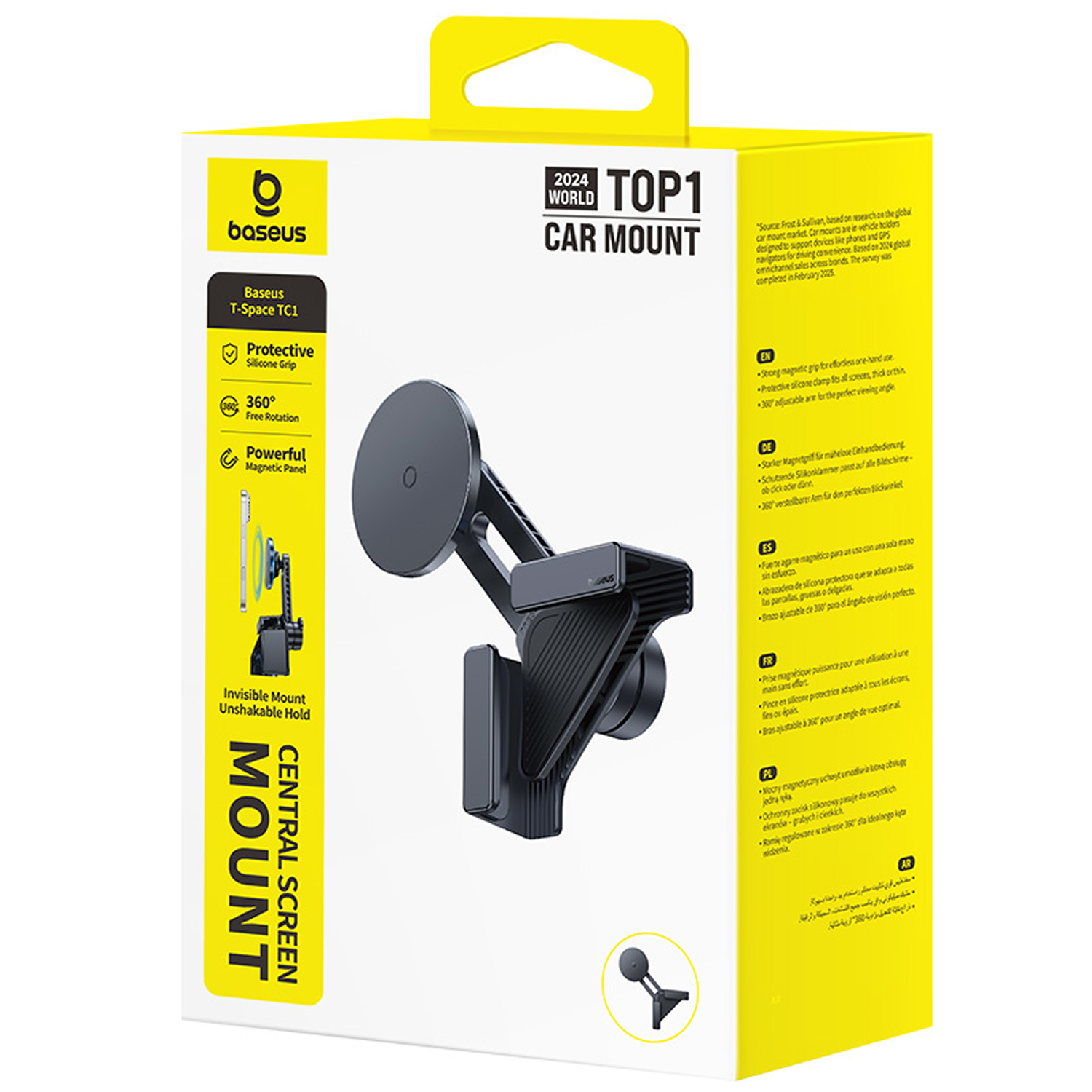 Soporte para coche Baseus T-Space TC1 con imán potente y brazo ajustable 360°.