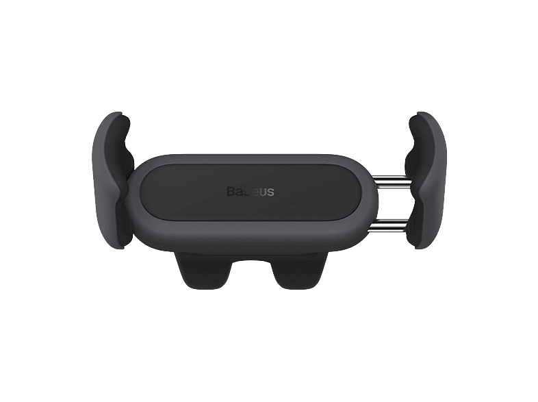 Soporte de móvil para coche - Baseus Steel Cannon 2, Universal, Para rejilla coche, Clip doble con revestimiento silicona, Rotación 360º, Negro