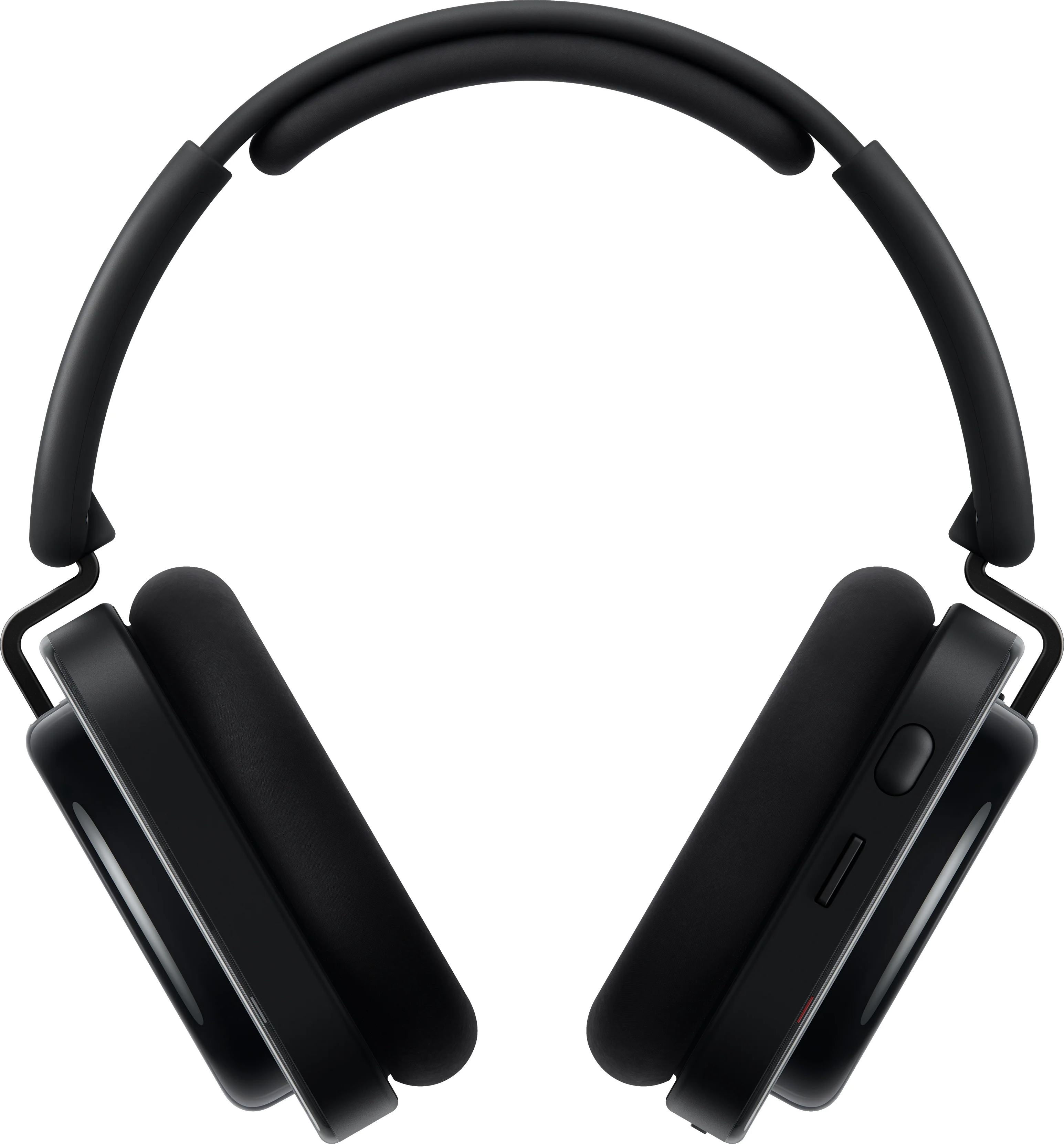Casque noir avec coussinets rembourrés et arceau réglable. Design épuré.
