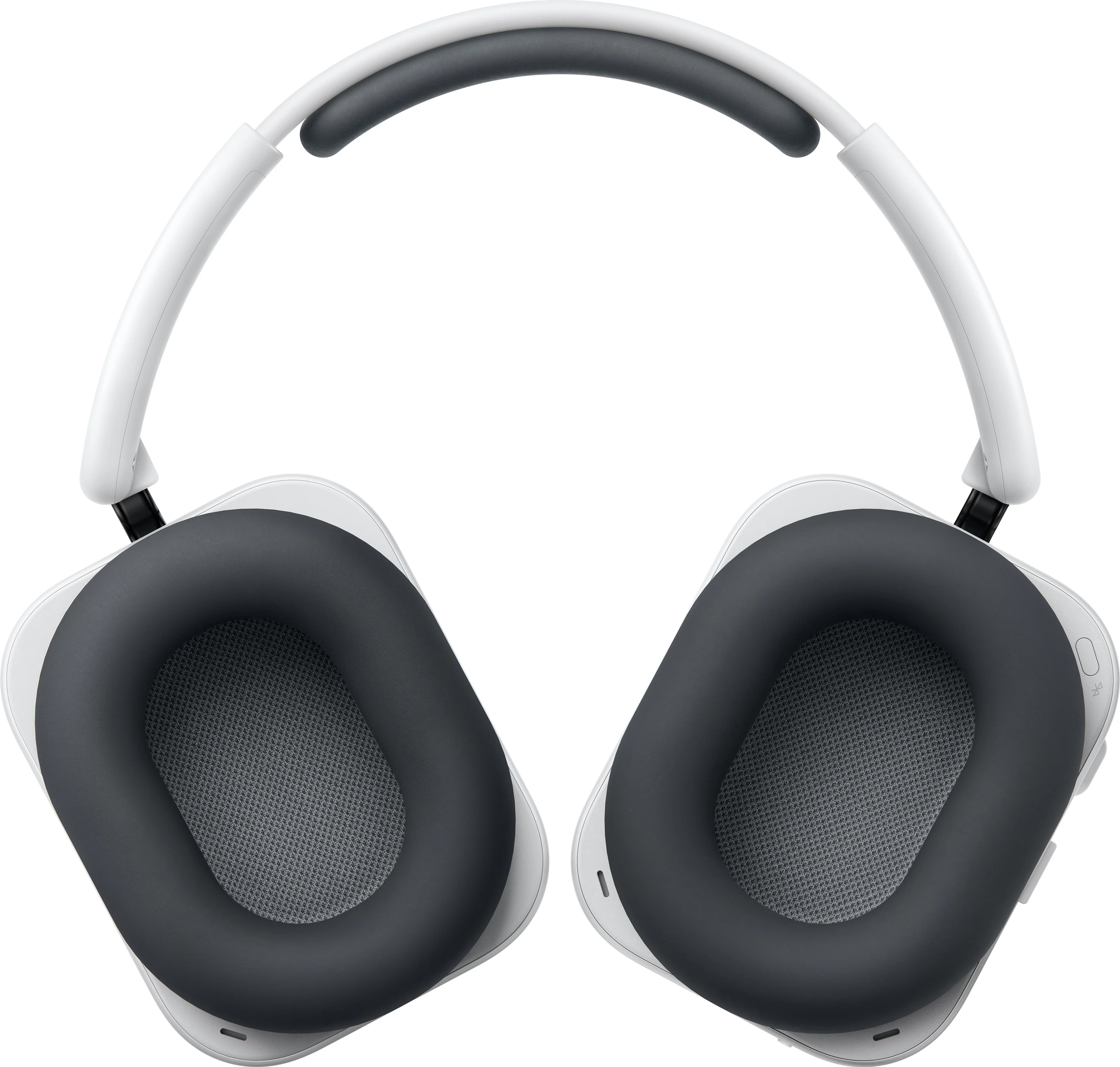 Casque blanc circum-aural avec oreillettes sombres et bandeau rembourré.