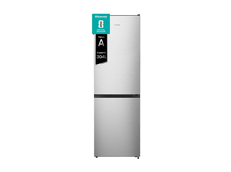 FRIGORIFERO COMBINATO HISENSE RB3N300NECA, Capacità netta totale 304 l, Rumorosità: 35 dB(A), 3 ripiani, Dimensioni: L 59,5 cm A 186 P 59 cm, Inox, Classe