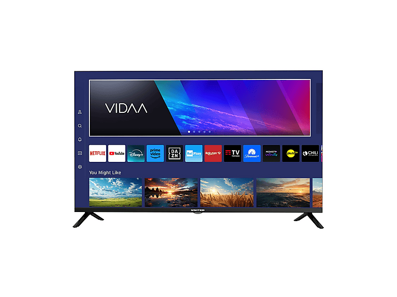 United UNLED40M10VDA SMART TV 40'' FULL HD, Sistema operativo VIDAA, Triplo tuner DVBT2/C/S2 HEVC MAIN10, Dolby Audio, Parental Control