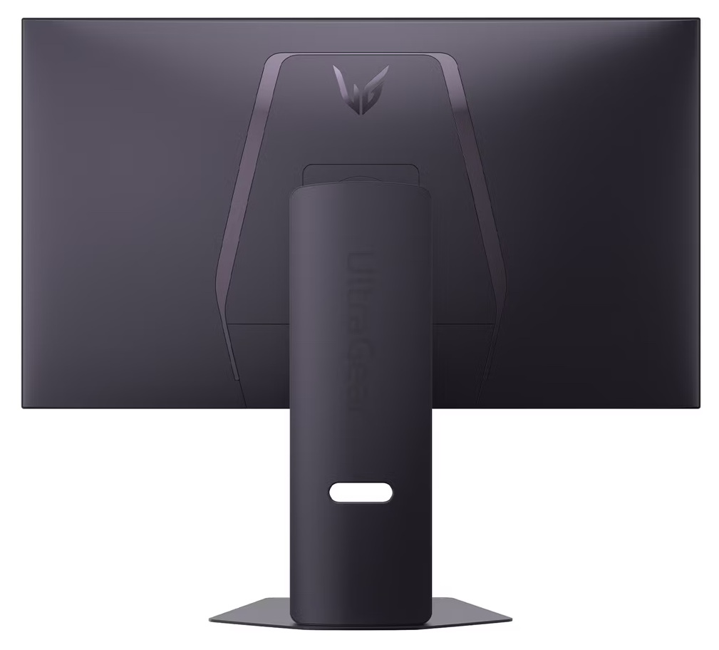 Tył monitora z wąskim stojakiem i logo LG.