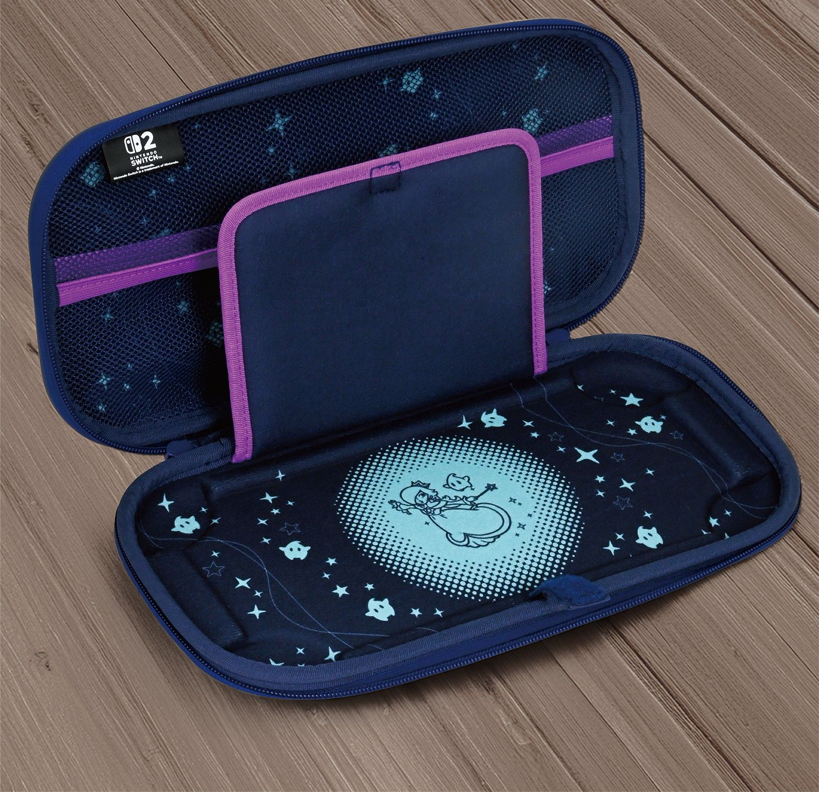 Étui bleu marine pour Nintendo Switch avec étoiles et motif Rosalina.