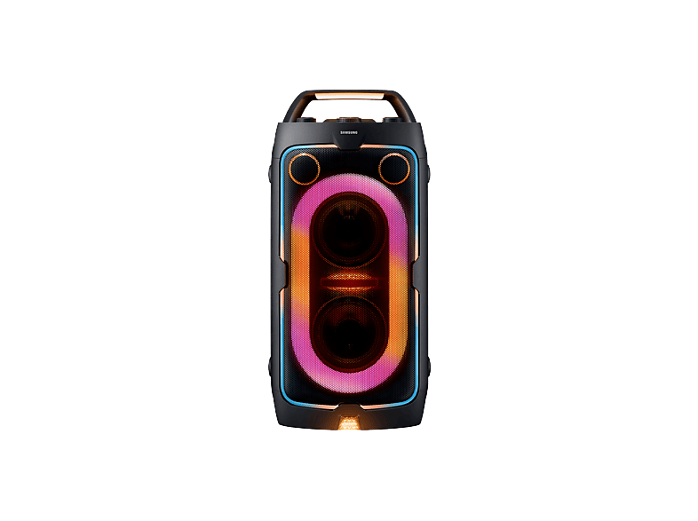 Altavoz de gran potencia - Samsung MX-ST40F/ZF, Portátil para fiestas, Asa transporte y ruedas, Iluminación personalizable, Aut 12h, 160 W, Negro