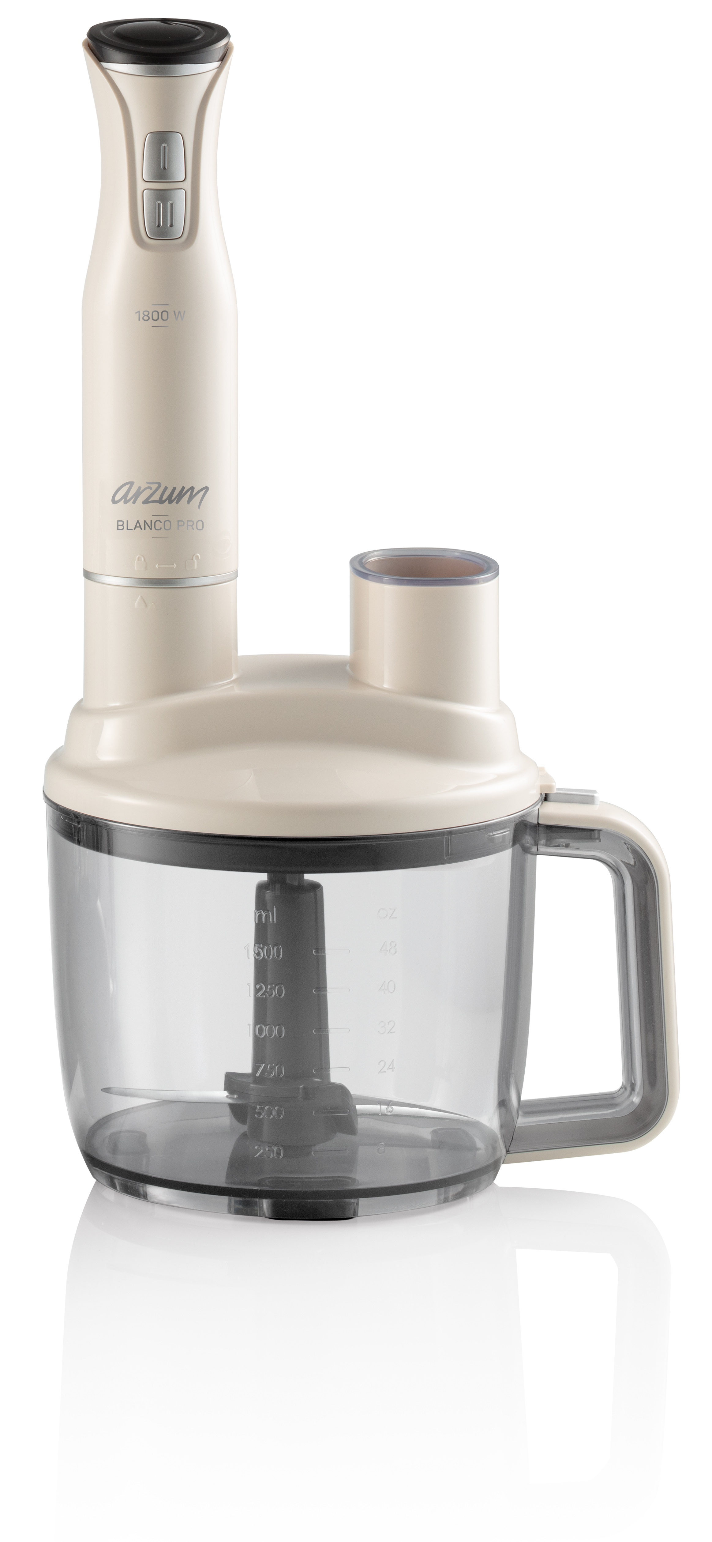Doğrayıcı aparatlı bej renkli 1800W el blenderı.