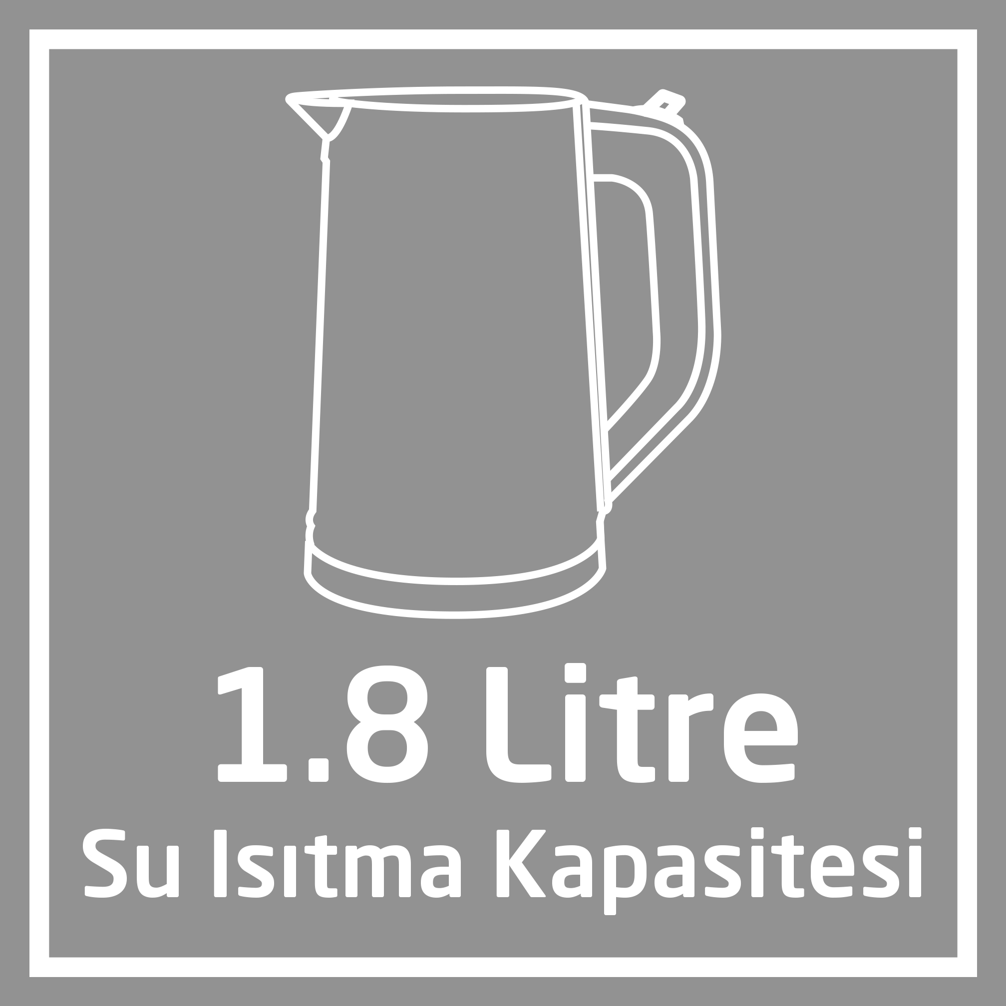 Gri arka plan üzerinde beyaz bir su ısıtıcısı taslağı.