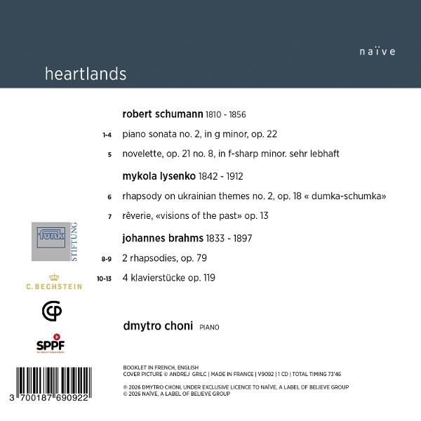 CD-Cover mit Titelliste: Schumann, Lysenko, Brahms von Dmytro Choni