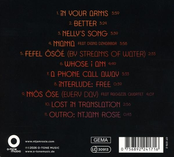 Album-Trackliste mit Songtiteln und Längen auf schwarzem Hintergrund.