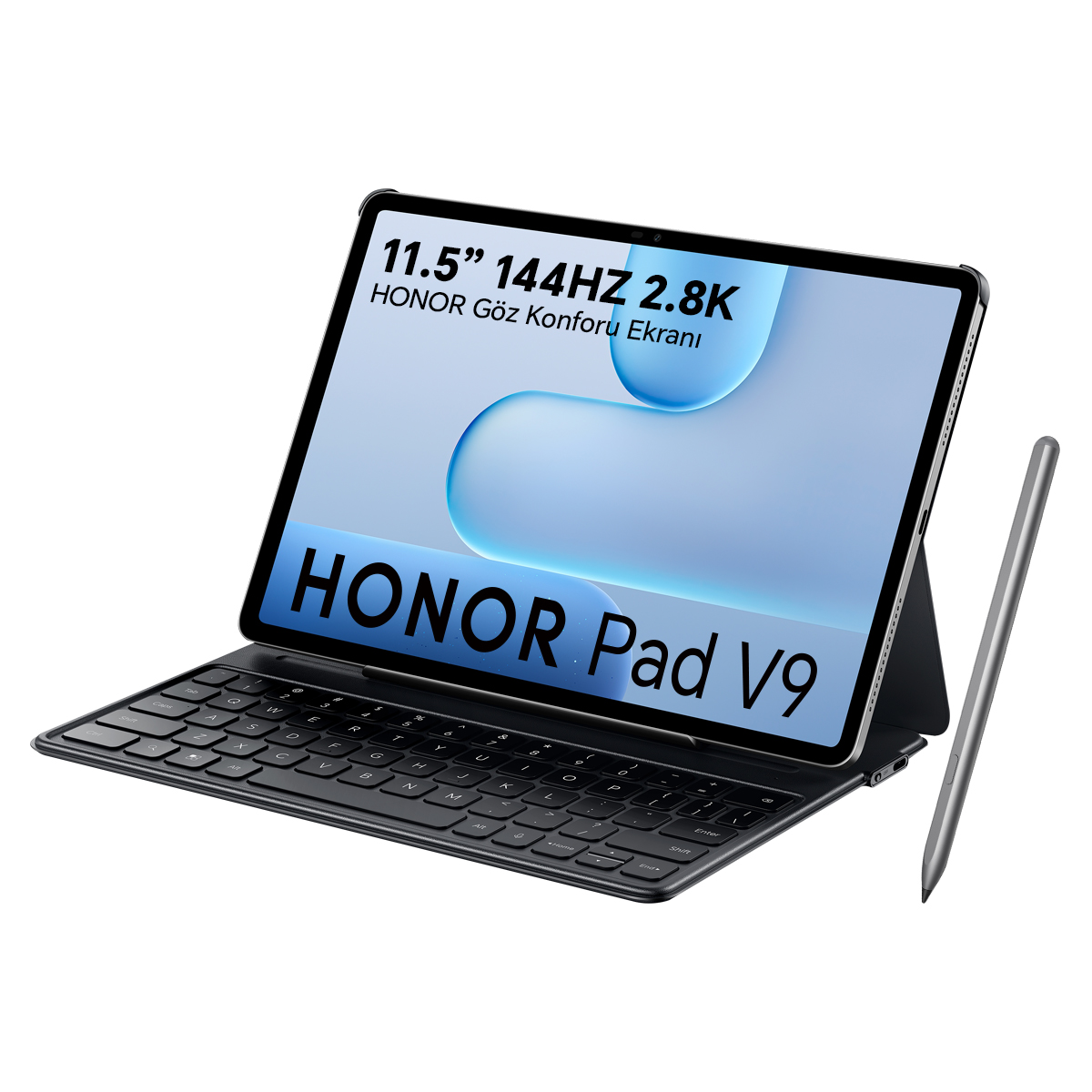 HONOR Pad V9 klavye ve kalemle. 11,5 inç 144Hz 2.8K ekran.
