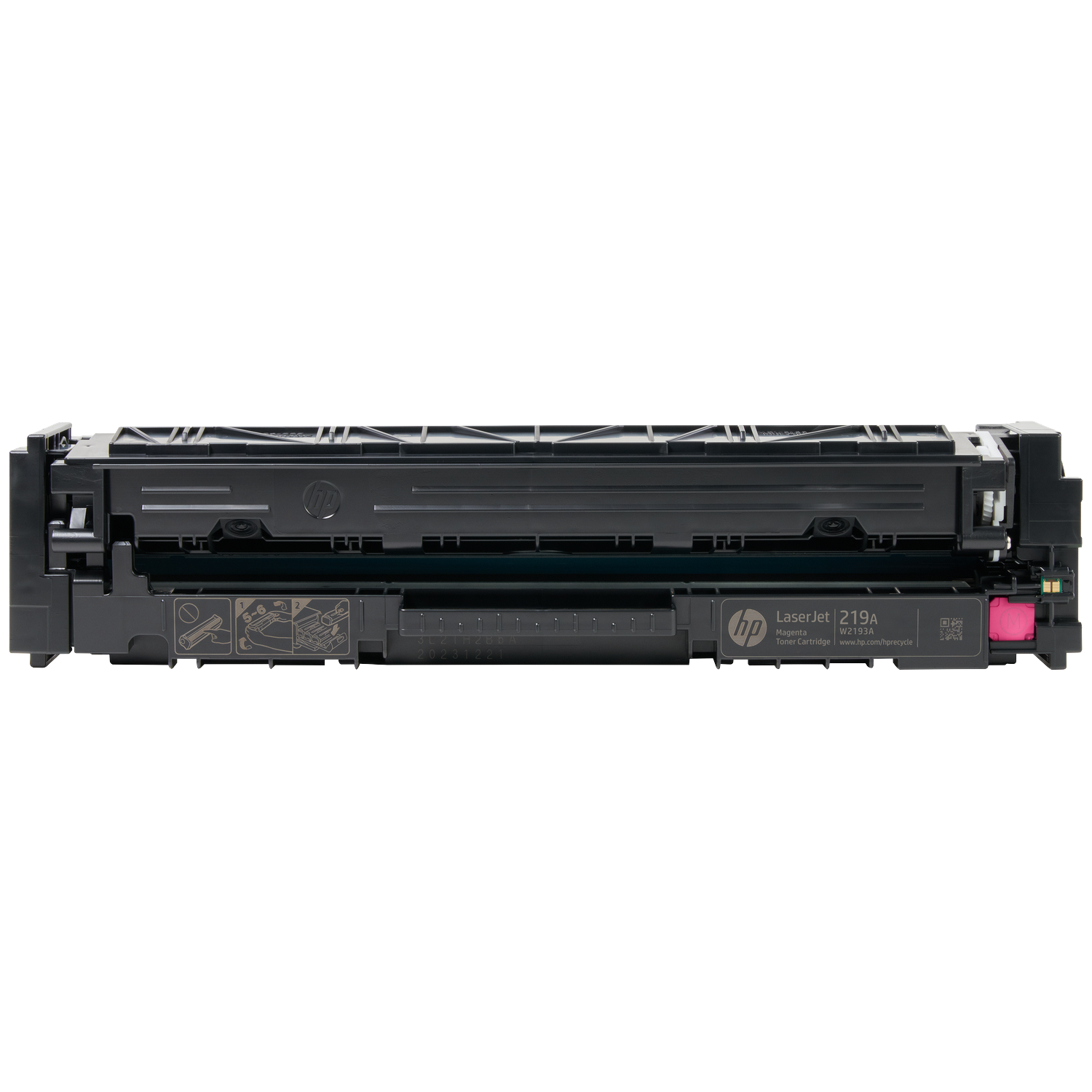 Black HP LaserJet 219A Magenta toner cartridge, model W2193A.