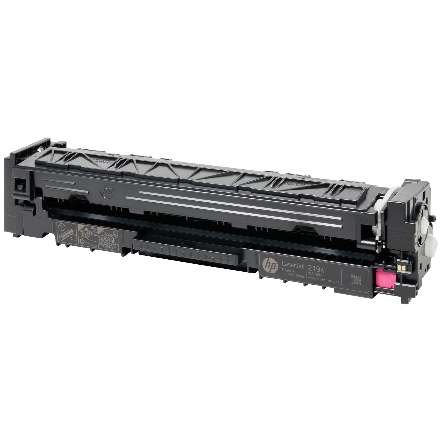 A black HP LaserJet 219A Magenta toner cartridge on a white background.