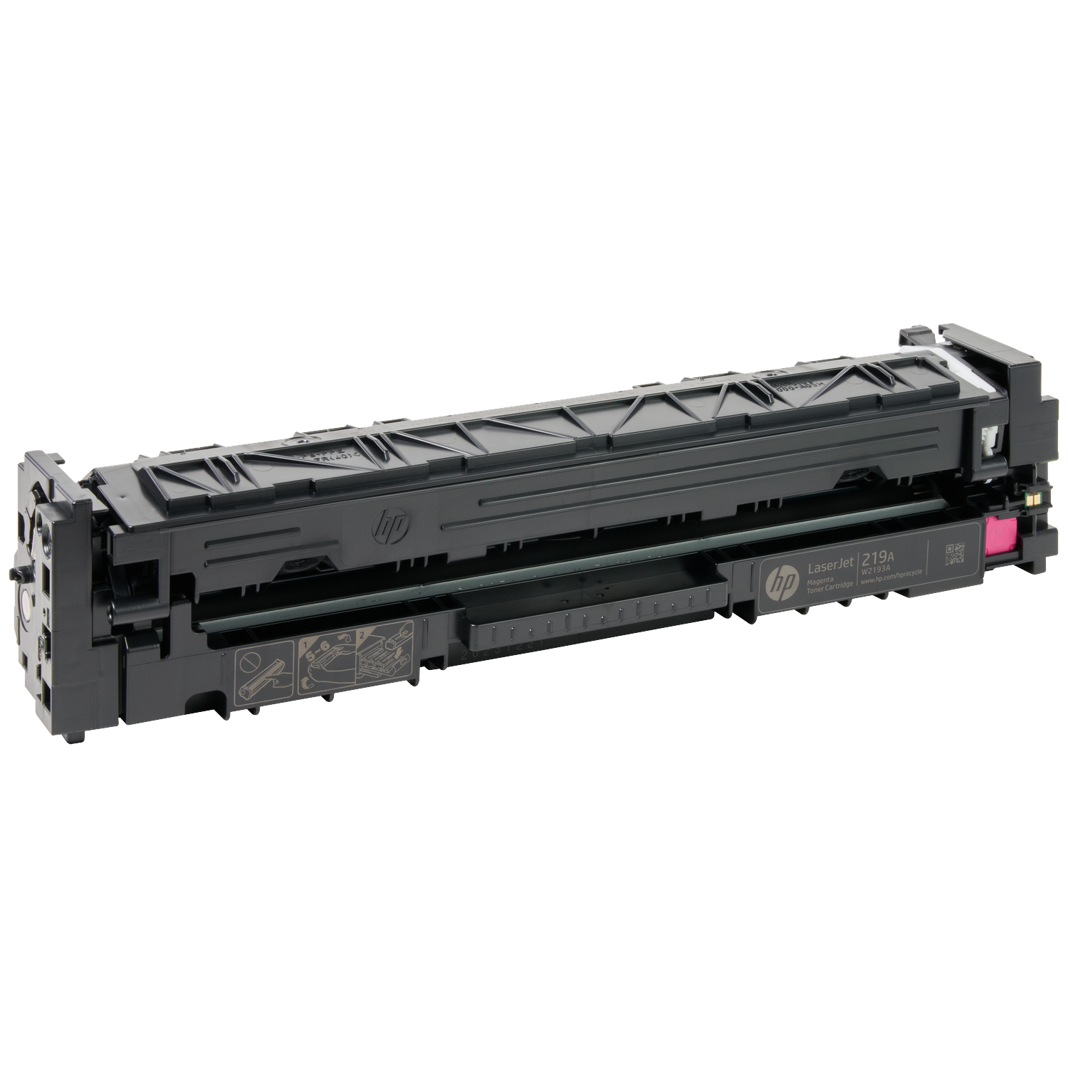 Black HP LaserJet 219A Magenta toner cartridge for printer.