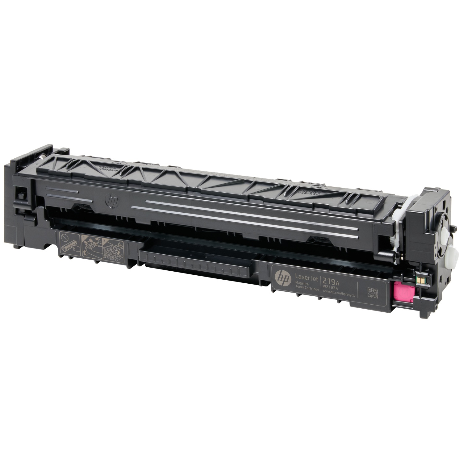 A black HP LaserJet 219A Magenta toner cartridge with silver accents.