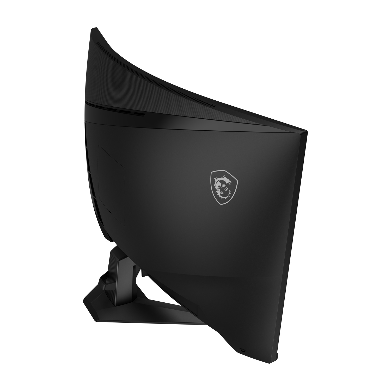 Monitor gaming nero con logo MSI, visto di lato.