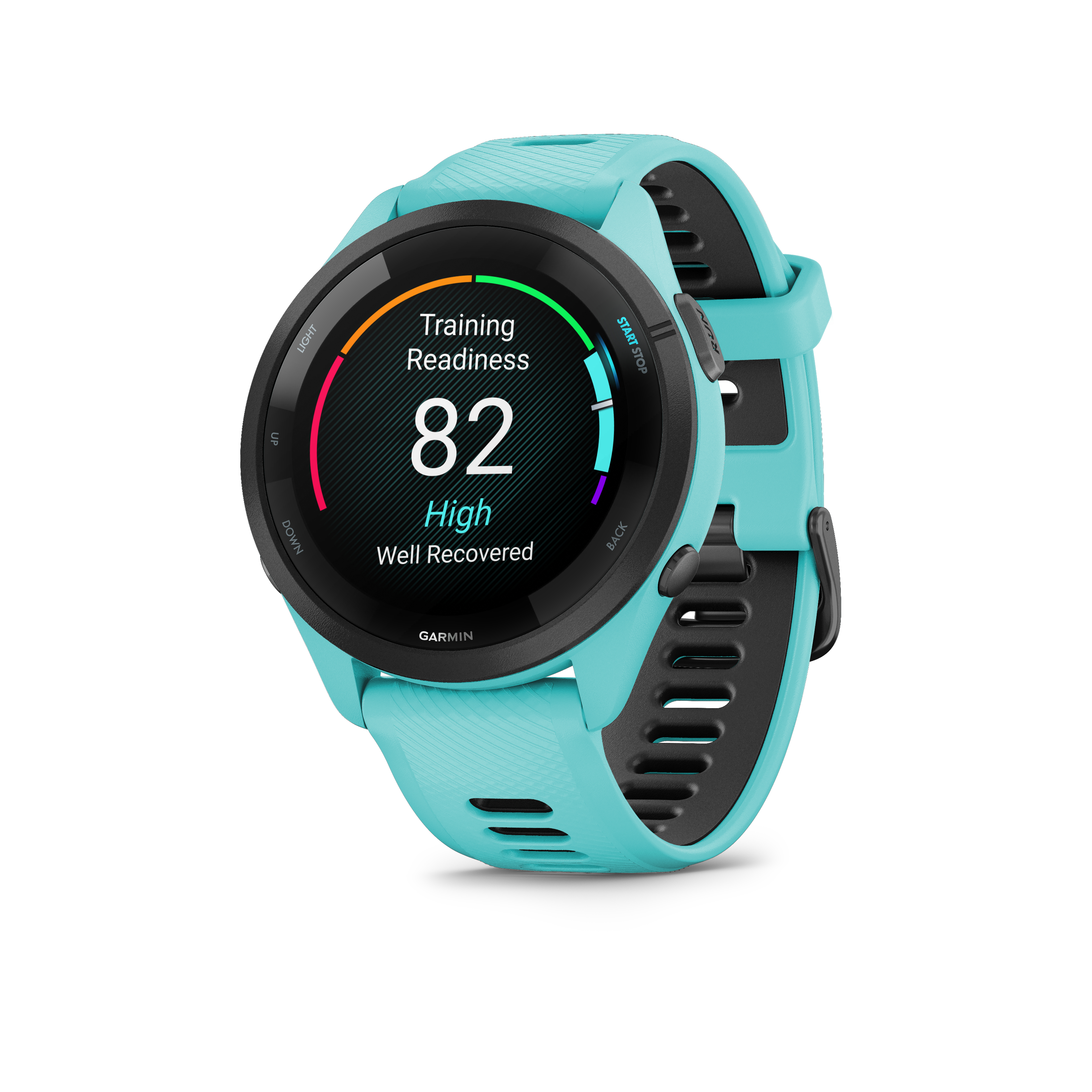 Türkiser Garmin-Smartwatch mit Trainingsbereitschaftsanzeige (82).