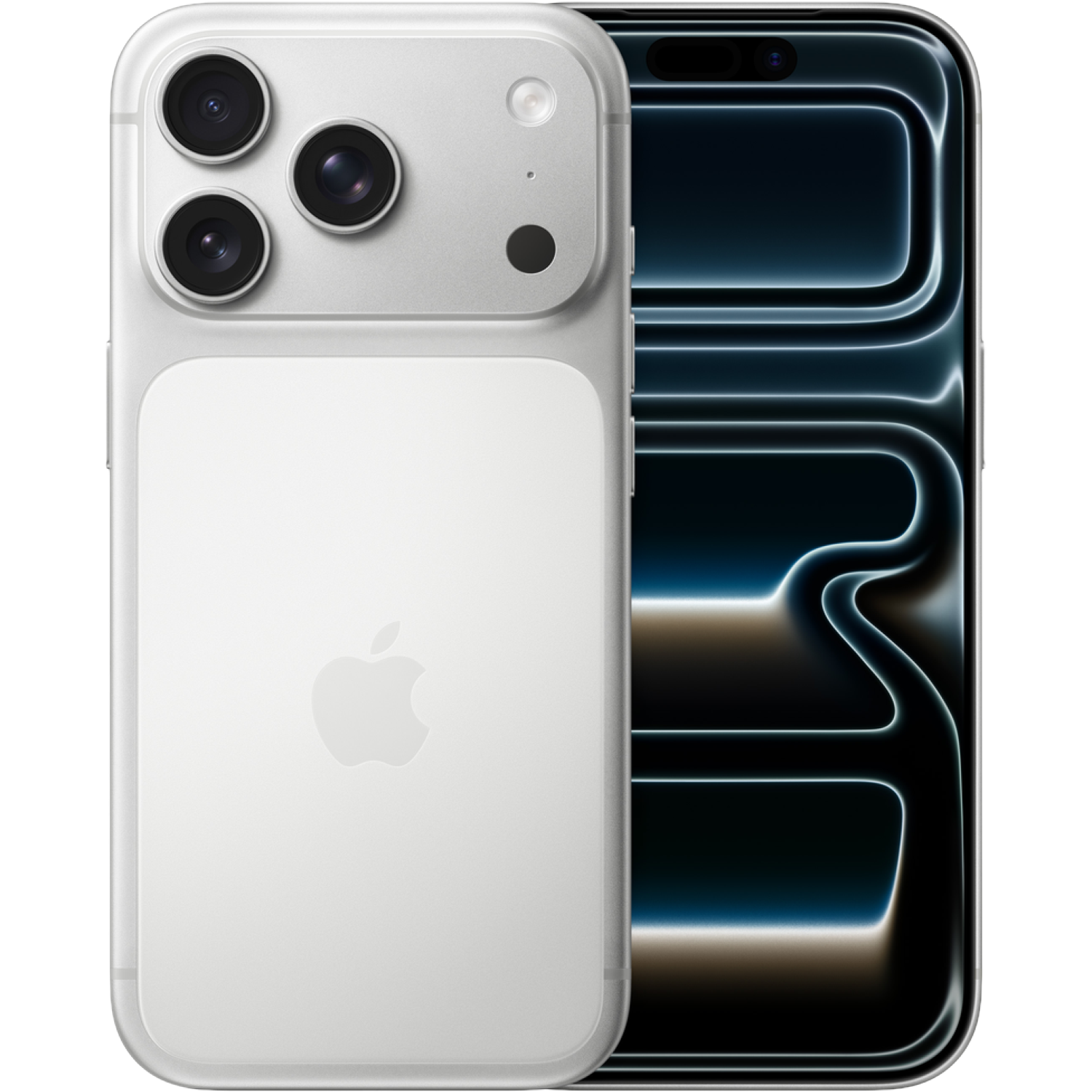 A white iPhone with three cameras and an Apple logo.
