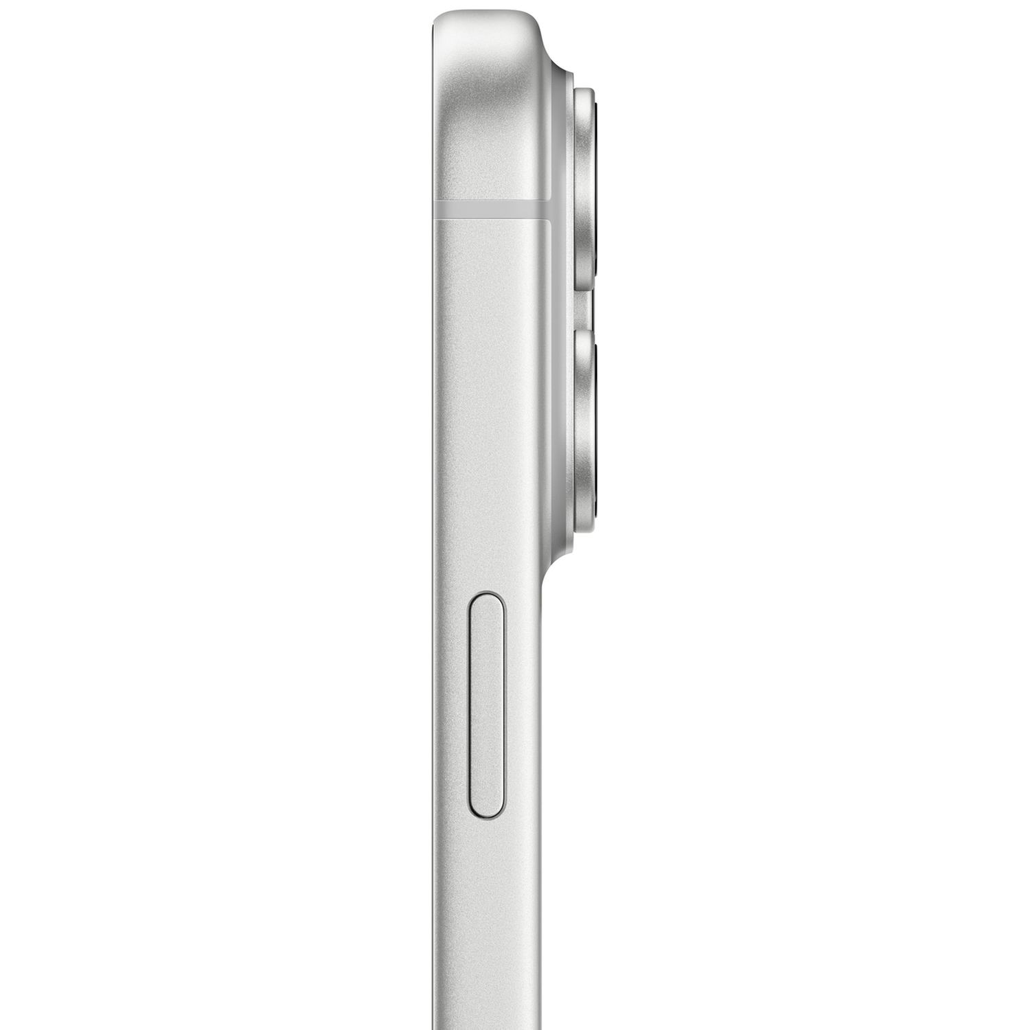 Silver smartphone side view with two camera lenses.