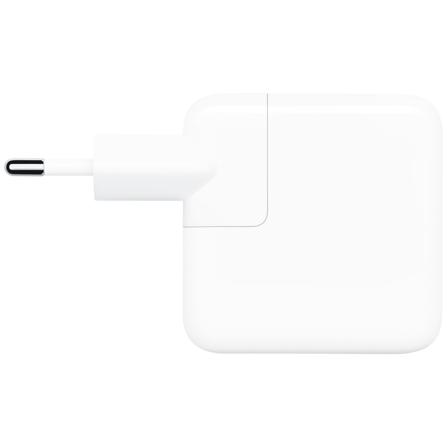 A white USB-C adapter with a plug.