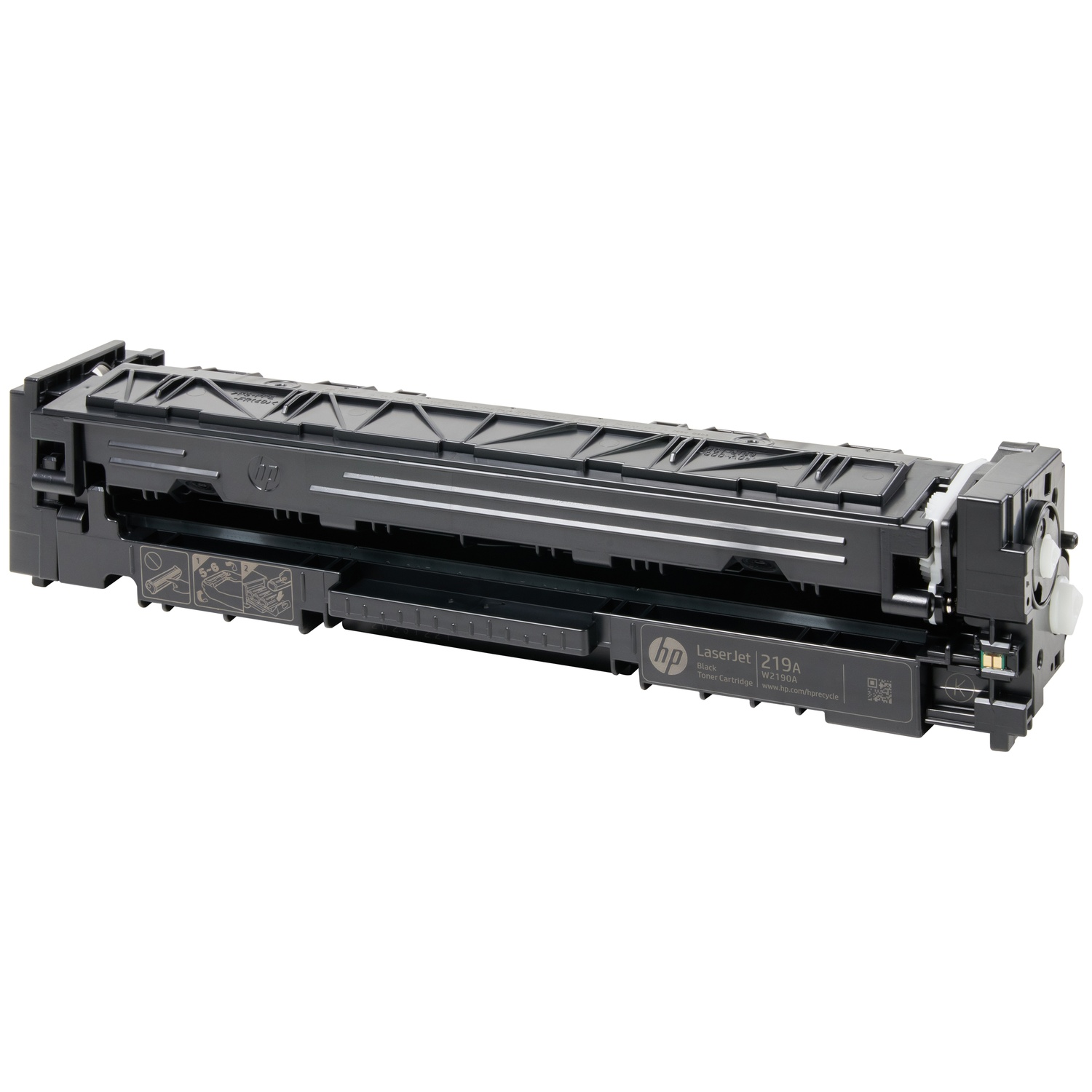 Black HP LaserJet 219A toner cartridge with QR code and model number.